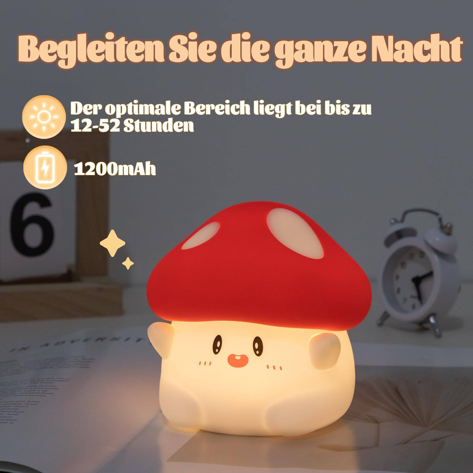 Begleiten Sie die ganze Nacht

Der optimale Bereich liegt bei bis zu 12-52 Stunden

1200mAh