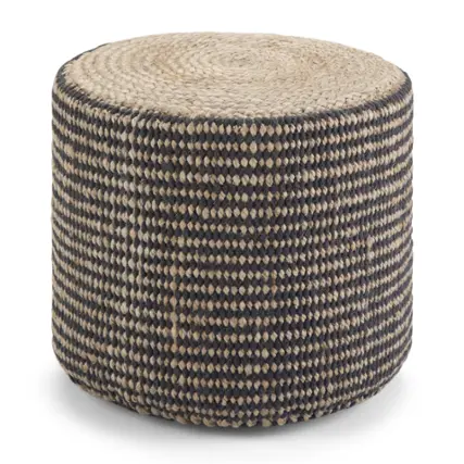 Front. Simpli Home - Larissa Round Braided Pouf - Natural.