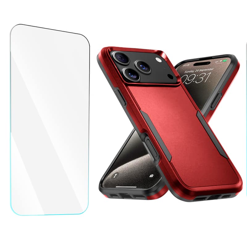 Entronix - 2-in-1 Protection Bundle for iPhone 17 Pro - Soft-Touch Case & Clear Screen Protector - Red