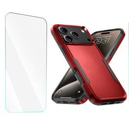 Entronix - iPhone 17 Pro Max Bundle - Soft Dual-Layer Case & Clear Screen Protector - Red