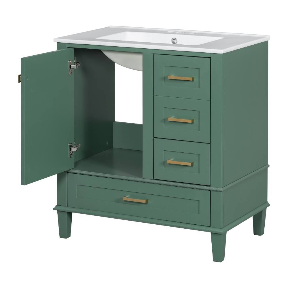 Alt View 9. Loheer - Loheer 30 inch green bathroom vanity with sink combo, freestanding cabinet, solid wood frame - Green.