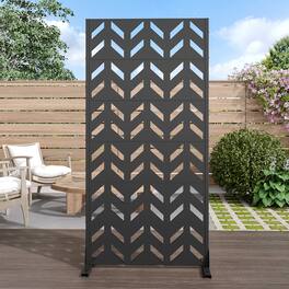 PexFix - 72 in. x 35 in. Keith Pattern Metal Outdoor Privacy Screen & Panels, Freestanding Garden Divider Fence - Black