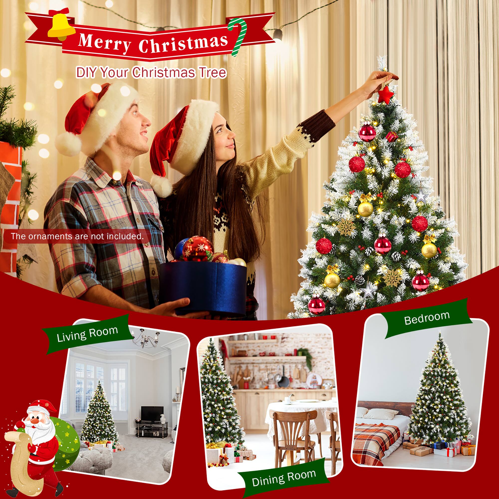 Merry Christmas! DIY Your Christmas Tree. The ornaments are not included. Living Room, Bedroom, Dining Room.