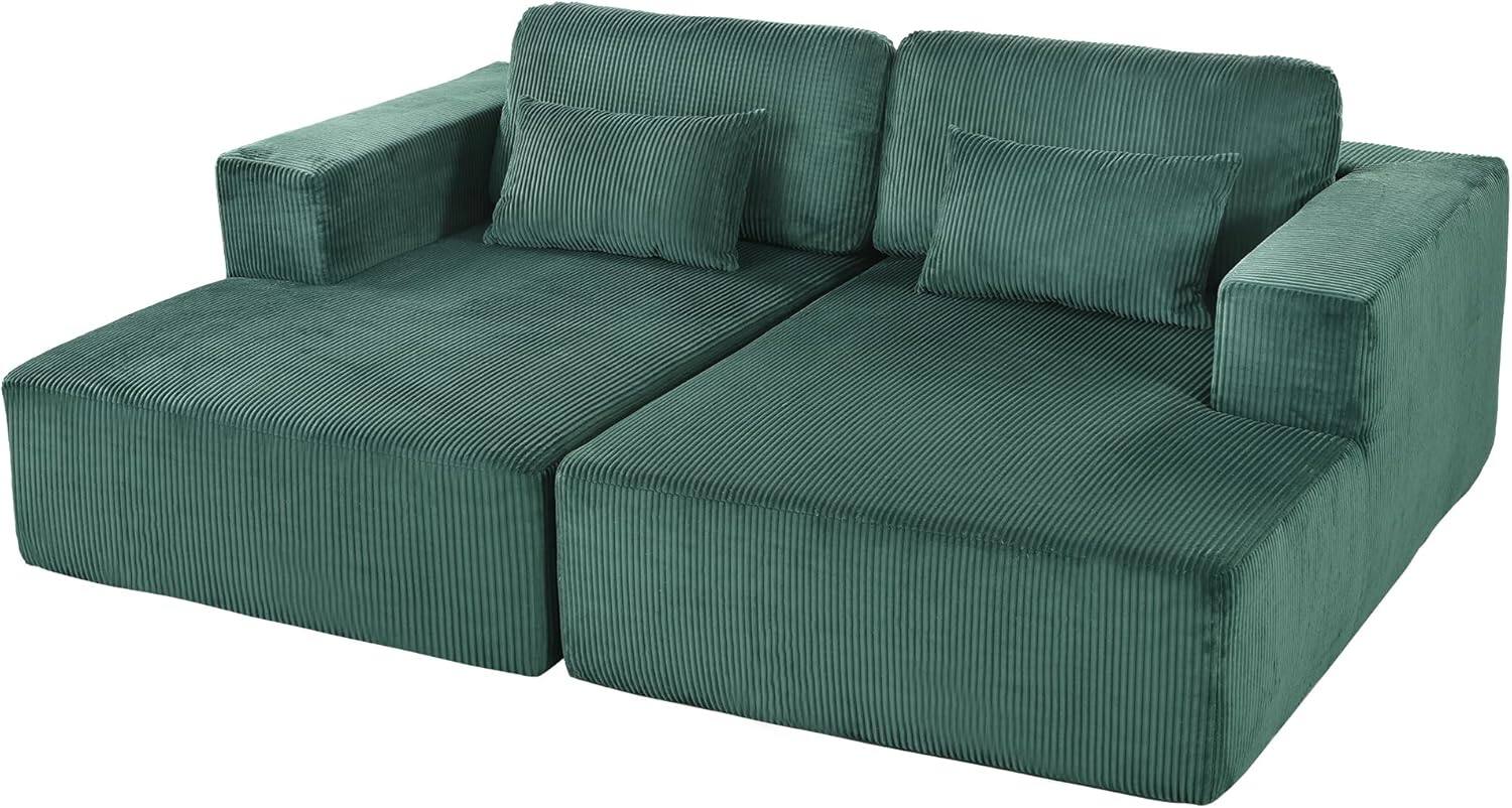 Alt View 2. Trinkets Crazed - 86.6" Oversized Double Lounge Chaise, Boneless Lounge Sofa Bed with Pillows - green.