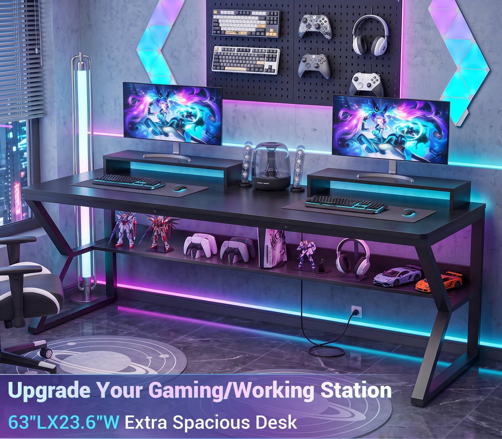 Upgrade Your Gaming/Working Station  
63"LX23.6"W Extra Spacious Desk