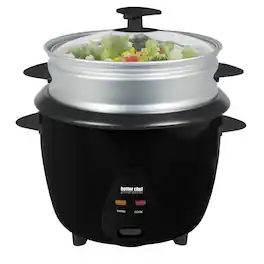 Better Chef - 5 Cup Rice Cooker with Food Steamer Attachment - Black