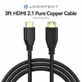 UPERFECT - UCable Mini HDMI to HDMI Cable 5 ft, HDMI 2.1 8K 48Gbps, Gold Plated, Braided Shield