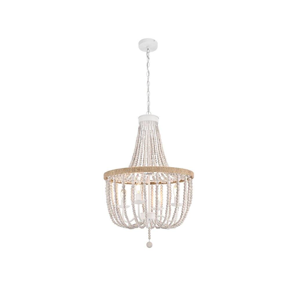 Back. Living District - Jolie 20 Inch Beaded Pendant In Antique White - Antique White.