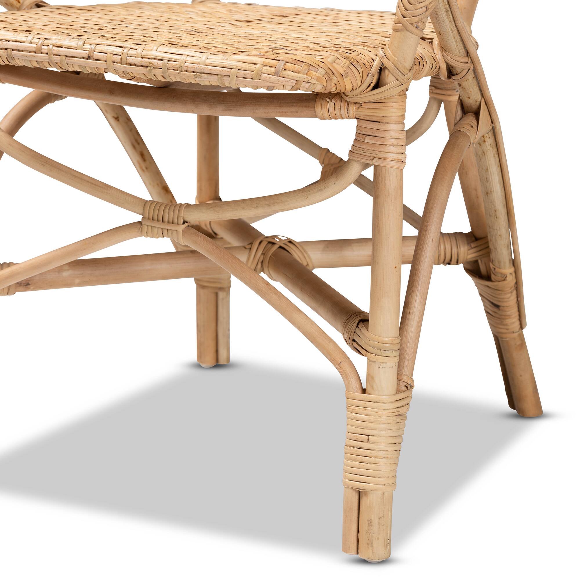 Alt View 2. bali & pari - Genna Modern Bohemian Finished Rattan Dining Chair - Natural Brown.