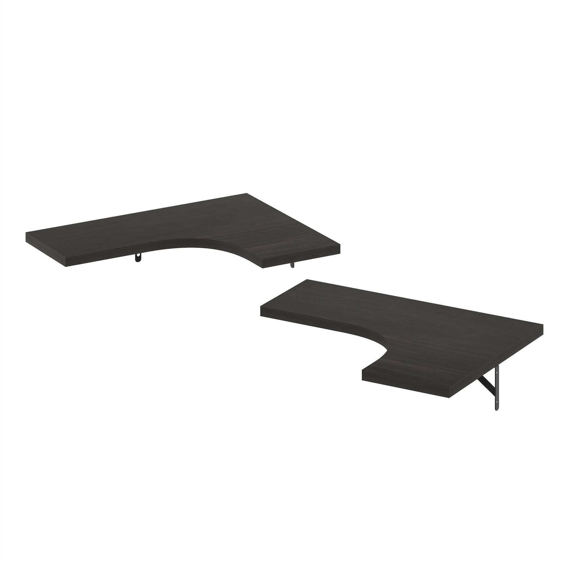 Furinno - Rossi Wall Mounted Corner L-Shape Floating Display Shelves, Set of 2 - Espresso