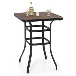 Nuu Garden - Outdoor Square Height Bar Table with Faux Wood Tabletop - Brown