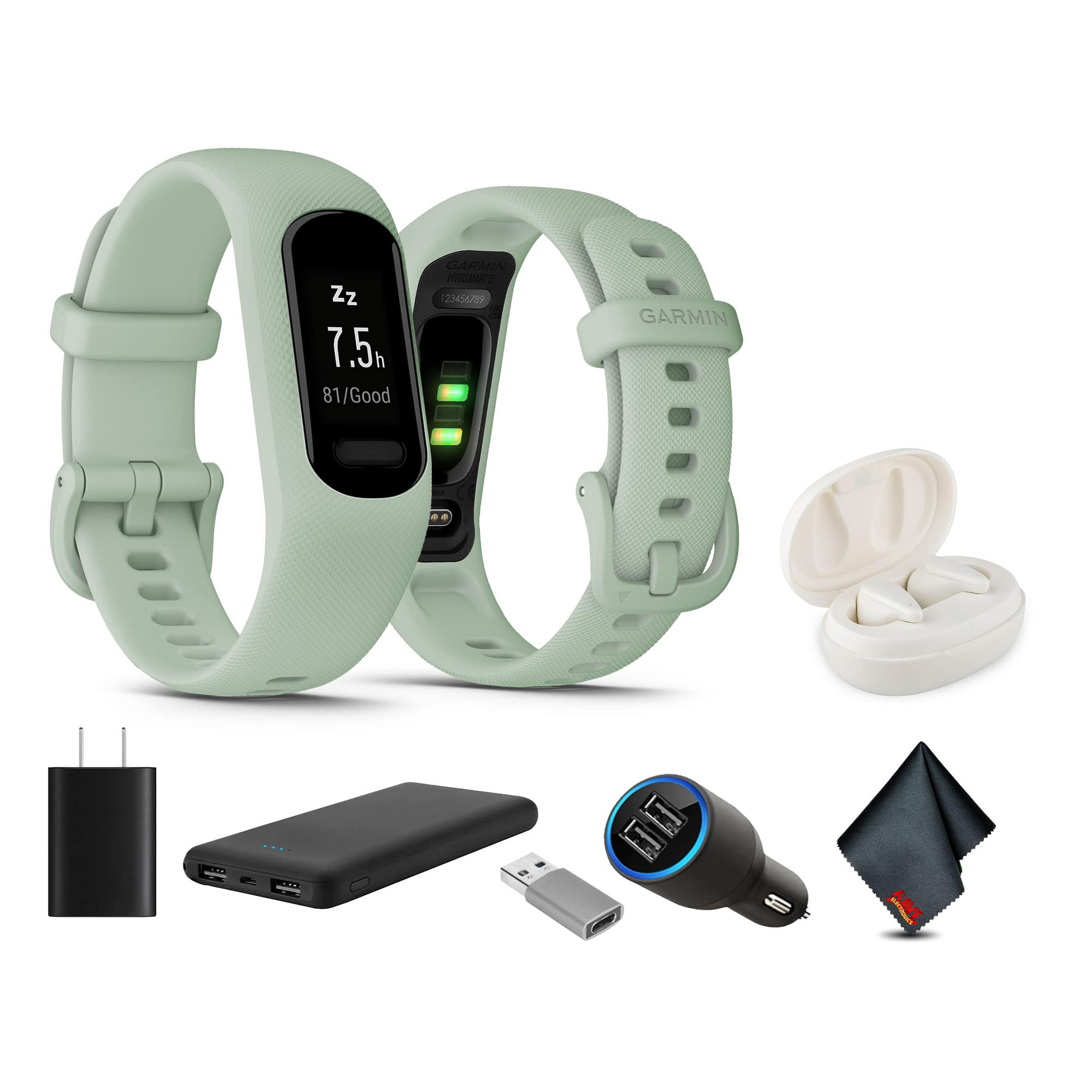Garmin - vívosmart 5, Fitness Tracker, Cool Mint, USB (USA) ADAPTERS - Cool Mint - (2025)