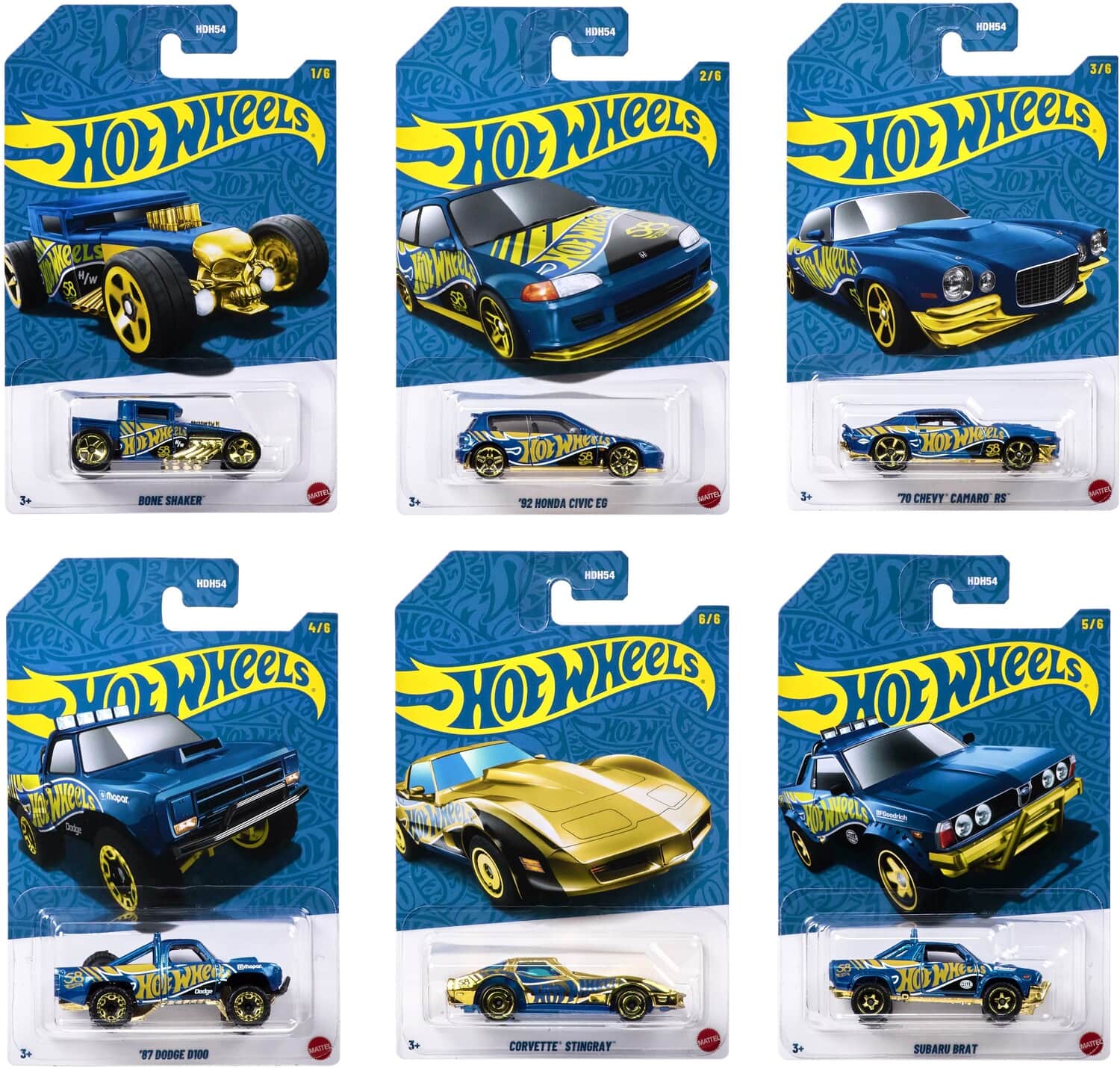 Mattel Hot Wheels 1:64 58th Anniversary 24 Piece J Assortment
