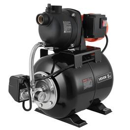 VEVOR - 1.1 HP Shallow Well Pump with Pressure Tank, 120V 1320 GPH, Plastic Irrigation Jet Pump with 5-Gal Tank, Automatic Water - Orange;Black