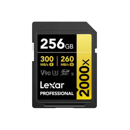 256GB 300 MB/s R 260 MB/s W V90 3 XC II PROFESSIONAL Lexar 2000x