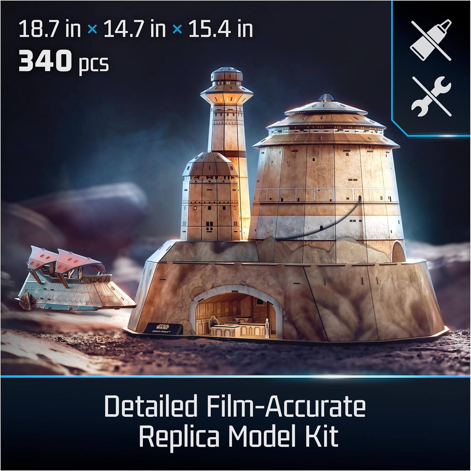 18.7 in x 14.7 in x 15.4 in  
340 pcs  

Detailed Film-Accurate Replica Model Kit