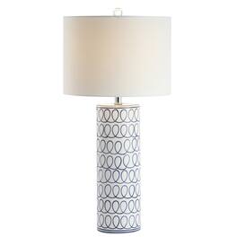 Jonathan Y - Loop 28.75" Ceramic Modern Column LED Table Lamp, Blue/White - White/Blue