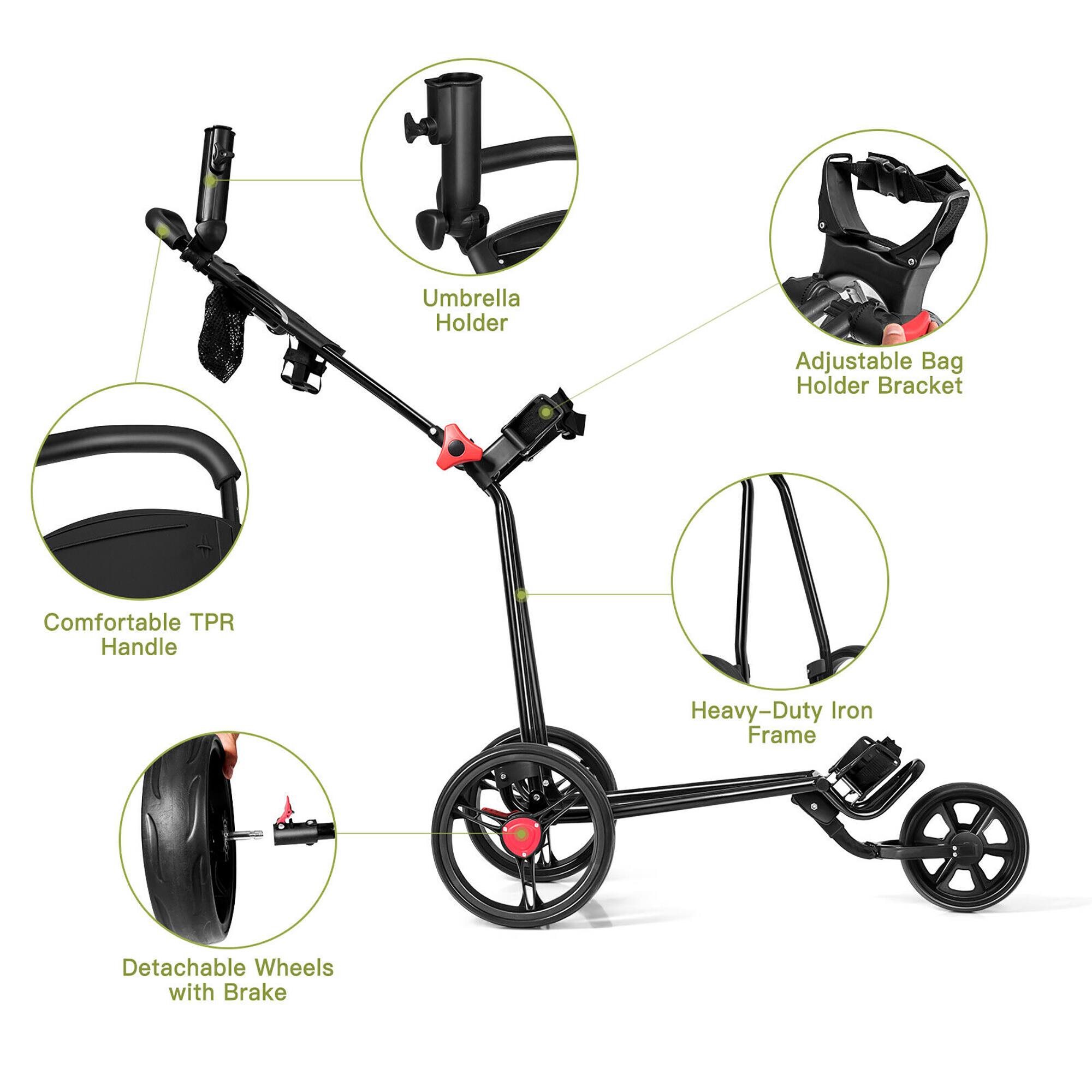 Umbrella Holder Adjustable Bag Holder Bracket Comfortable TPR Handle Heavy-Duty Iron Frame Detachable Wheels with Brake