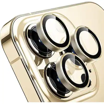 Front. Entronix - Entronix Luxury Metal Camera Lens Protector for iPhone 16 Pro and 16 Pro Max - Gold.