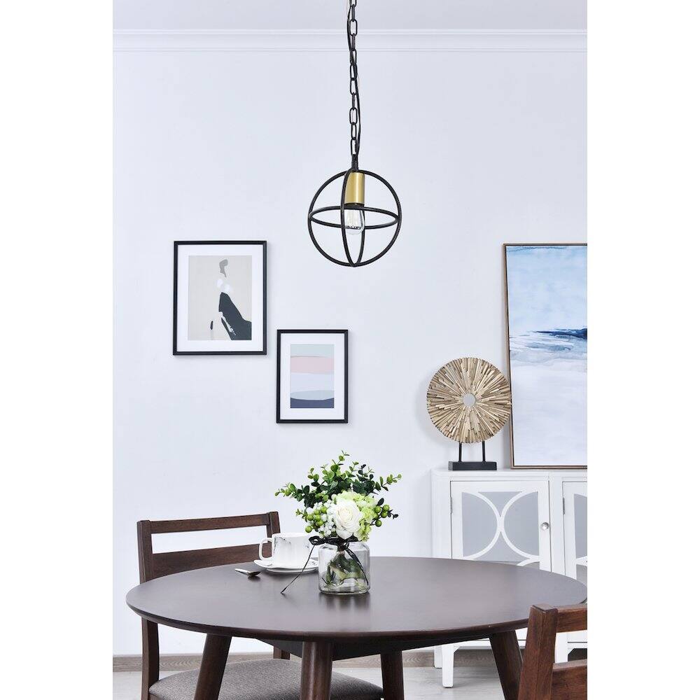 Angle. Living District - Octavia 1 Light Brass And Dark Brown Pendant - Brass And Dark Brown.