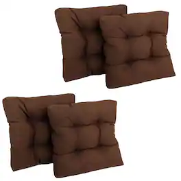 Blazing Needles - 19-inch Squared Spun Polyester Tufted Dining Chair Cushion (Set of Four) - Cocoa