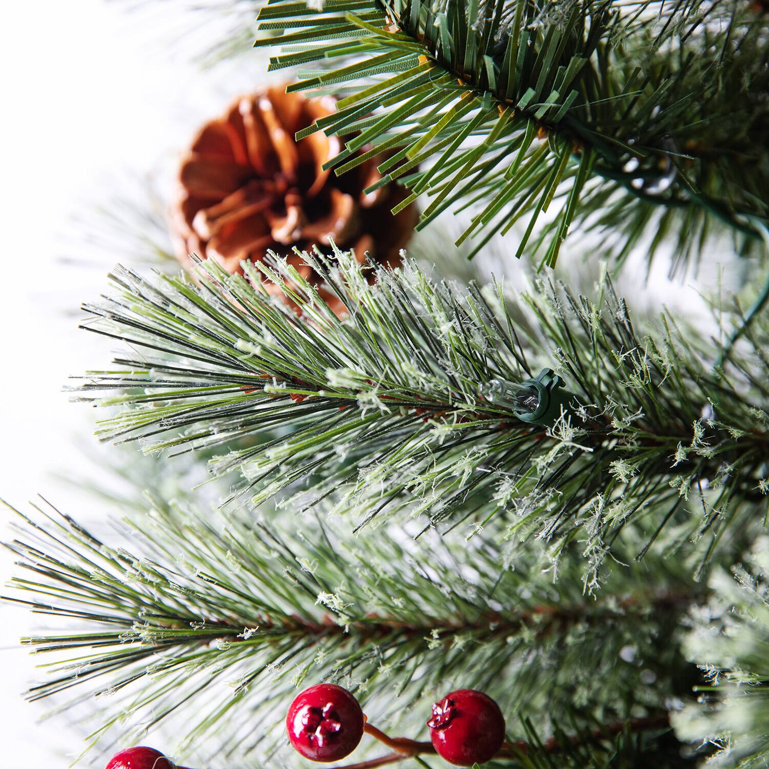 Alt View 4. Home Heritage - Home Heritage Stanley 7' Pre-Lit Artificial Christmas Tree, Pine Cones & Berries - Green.