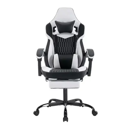 Front. GTPlayer - Gaming Chair with Footrest High Back Computer Chair PVC Leather Ergonomic Office Gamer Chair,Black - Black.