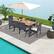 Alt View 3. Costway - 9 Pieces Patio Rattan Dining Set with Acacia Wood Table, 1.9" Umbrella Hole - Mix Brown + Off White.