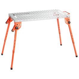 VEVOR - Foldable Welding Table, 44" x 21" Welding Workbench 500LBS Capacity, 4-Level Adjustable Height, Heavy-Duty Steel Work - Silver;Orange