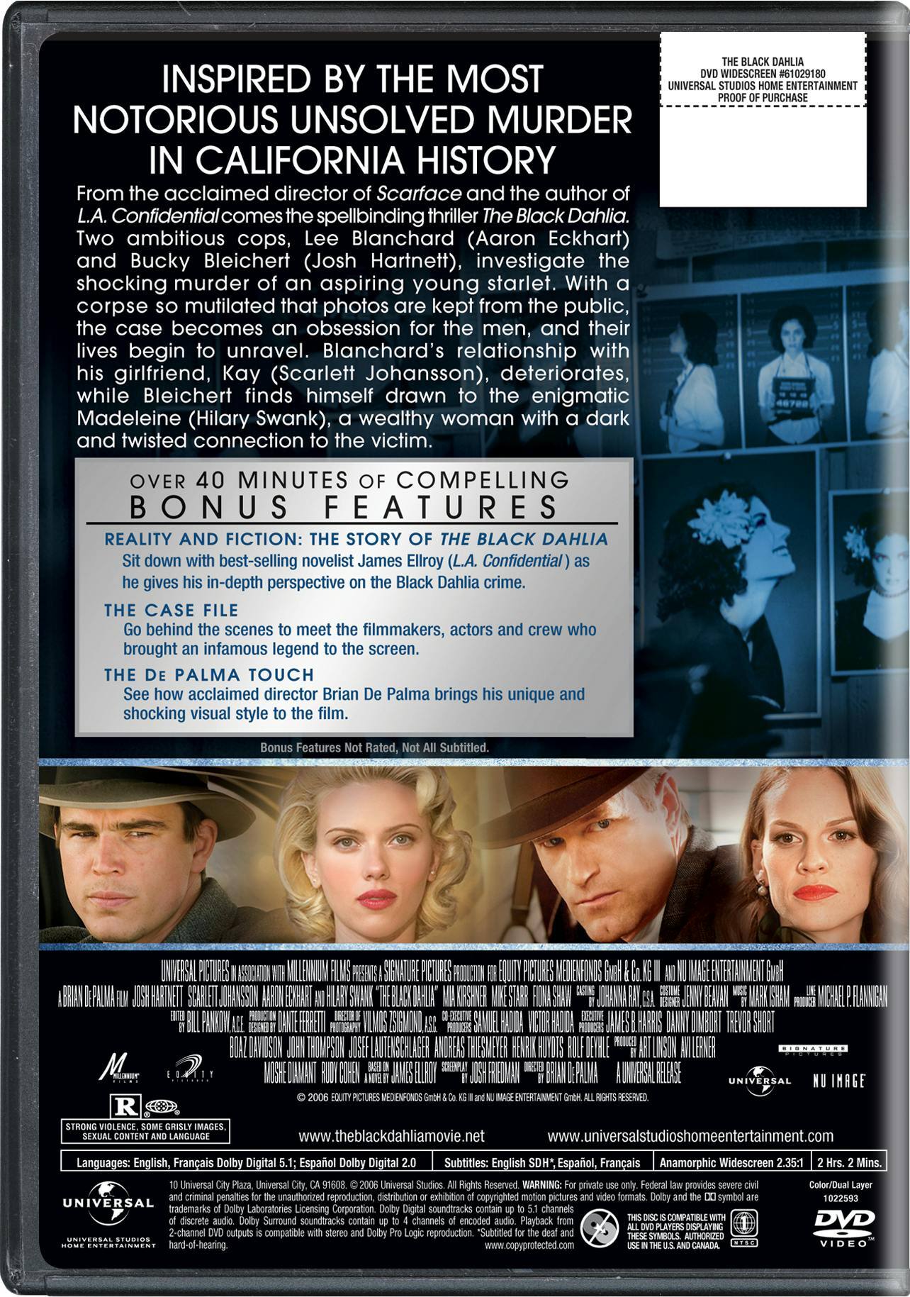 Back. The Black Dahlia (DVD Widescreen) [DVD].