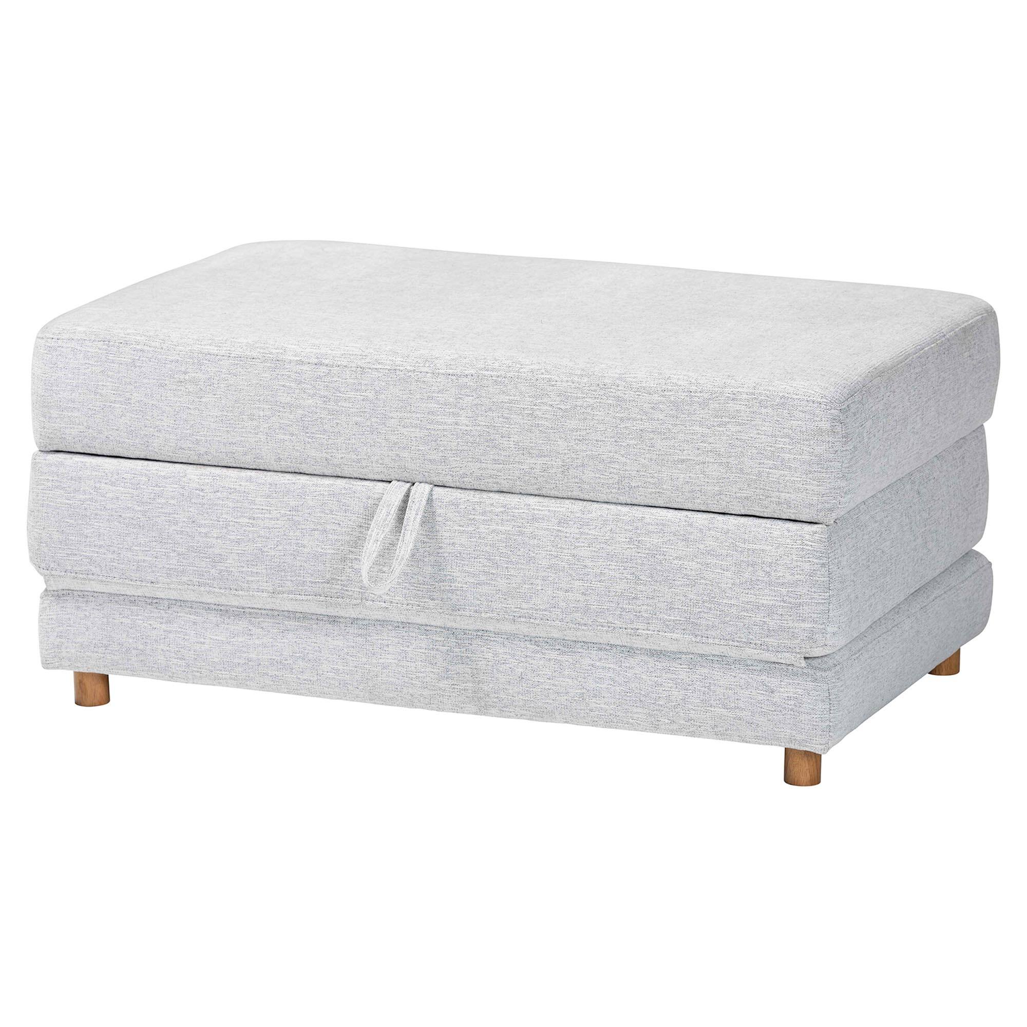 Baxton Studio - Sabriel Modern Fabric Convertible Sleeper Ottoman - Light Grey/Oak Brown