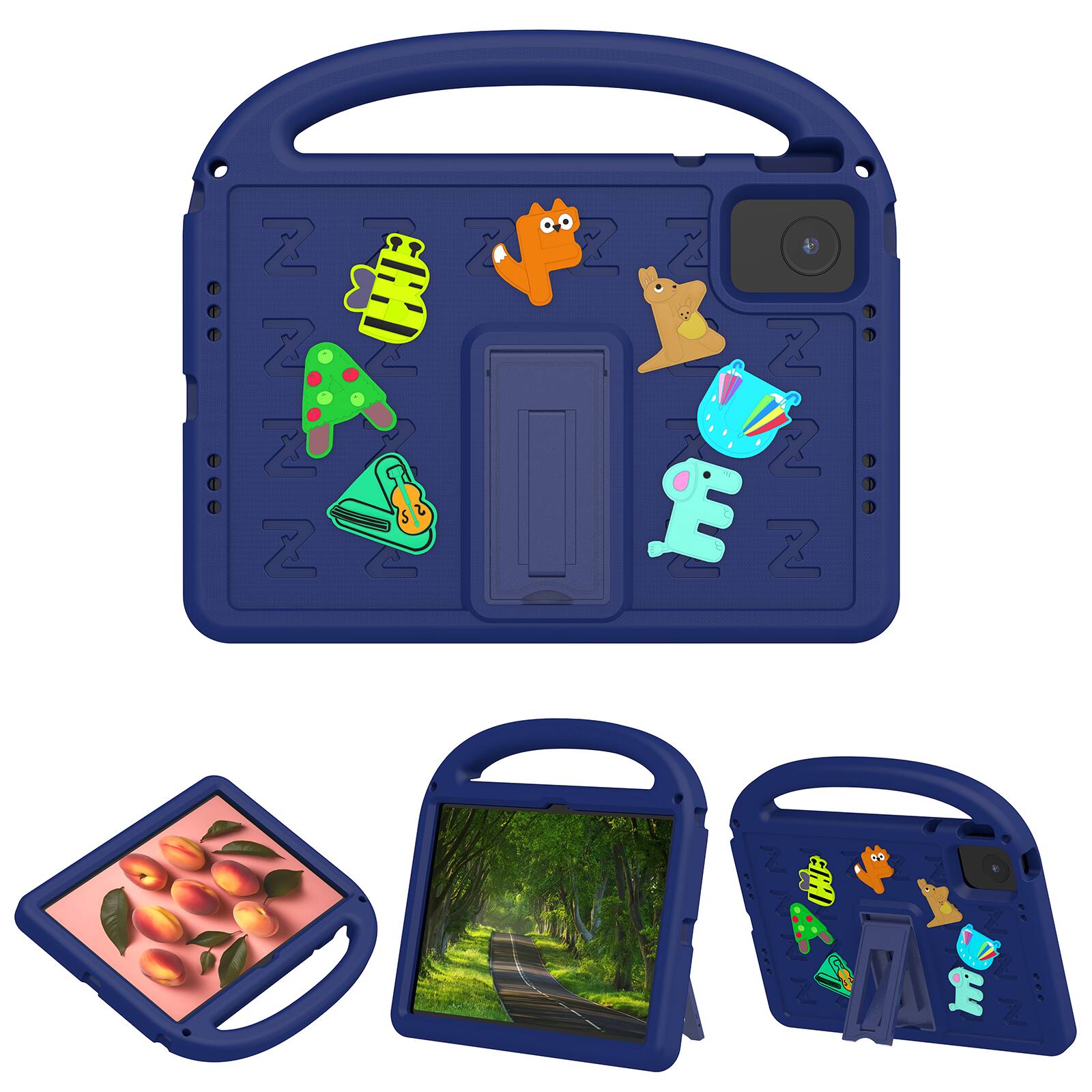 Front. Dteck - Kids Shock-absorbent TPU Tablet Case for Lenovo Tab M11 2024 11" with Shoulder Strap & Pen Holder Back Cover - Navyblue.