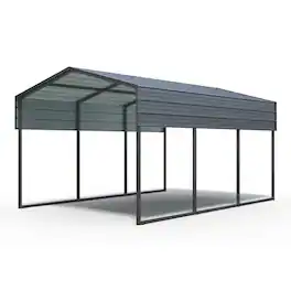 Mondawe - 10 X 15 FT Carport with Galvanized Steel Roof and Frame - Charcoal