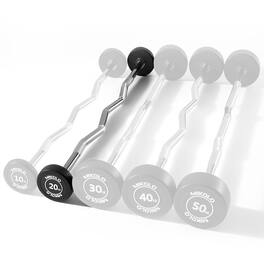 Mikolo - Rubber Coated Fixed Weight EZ Curl Barbell,EZ Curl Solid Steel Barbells, Weighted Bar(20LBS) - Black