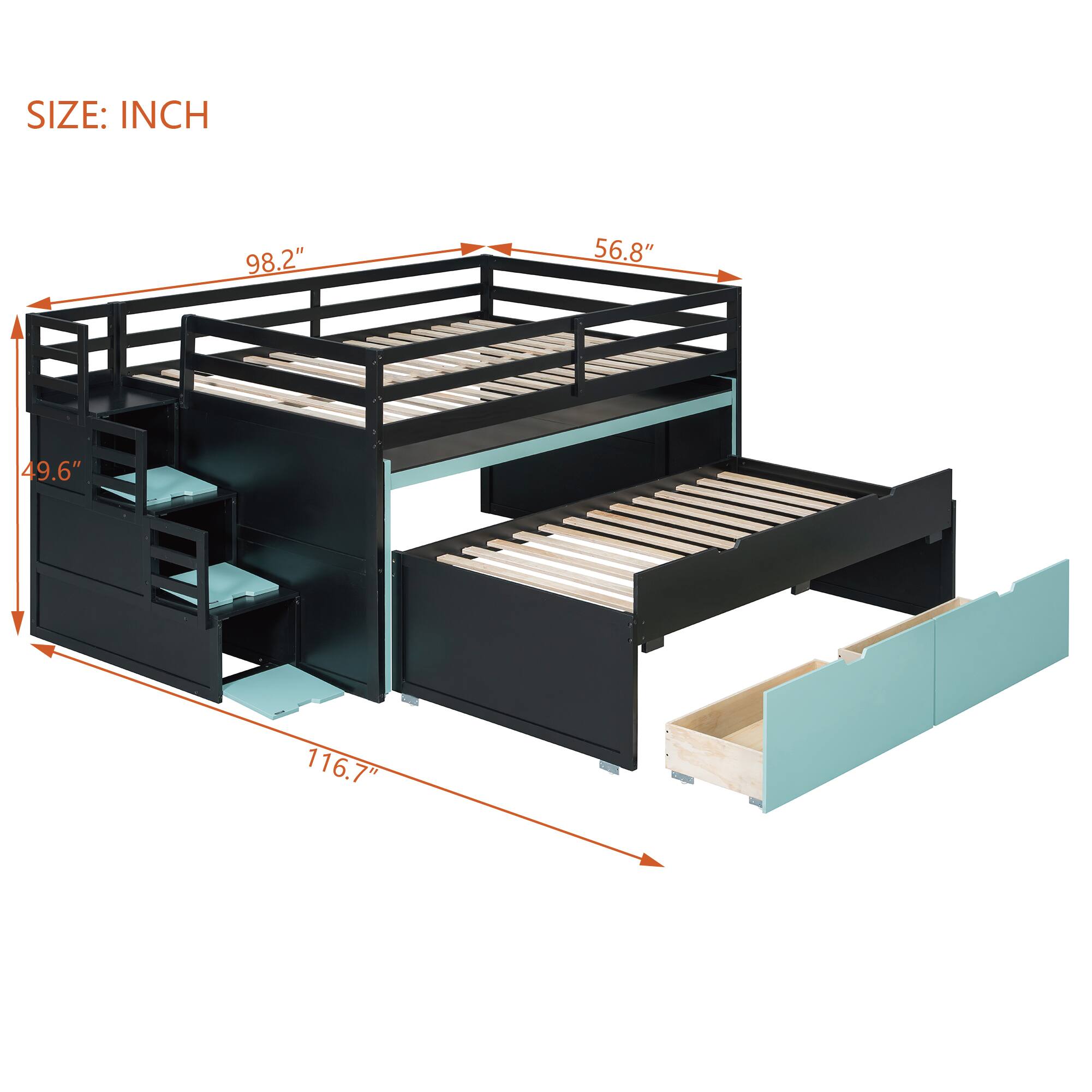 SIZE: INCH  
98.2" 56.8" 49.6" 116.7"