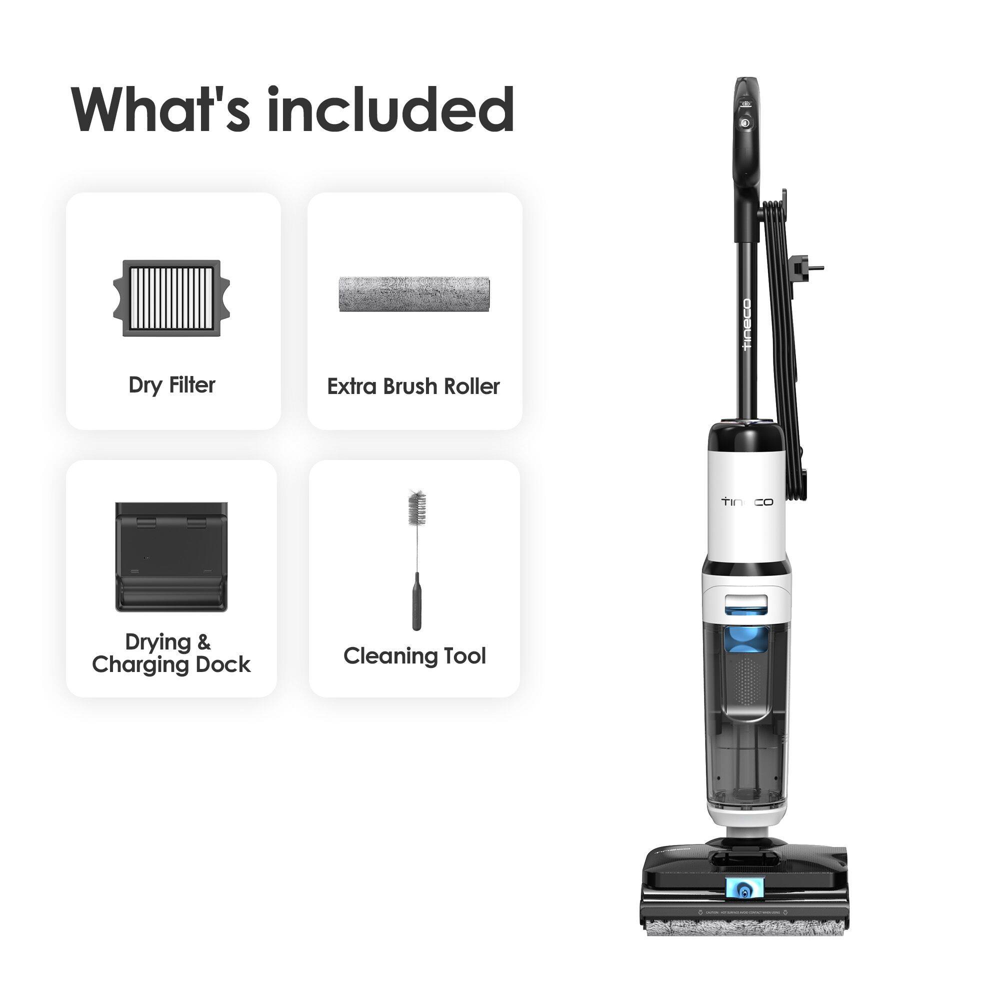 What's included

- Dry Filter
- Extra Brush Roller
- Drying & Charging Dock
- Cleaning Tool