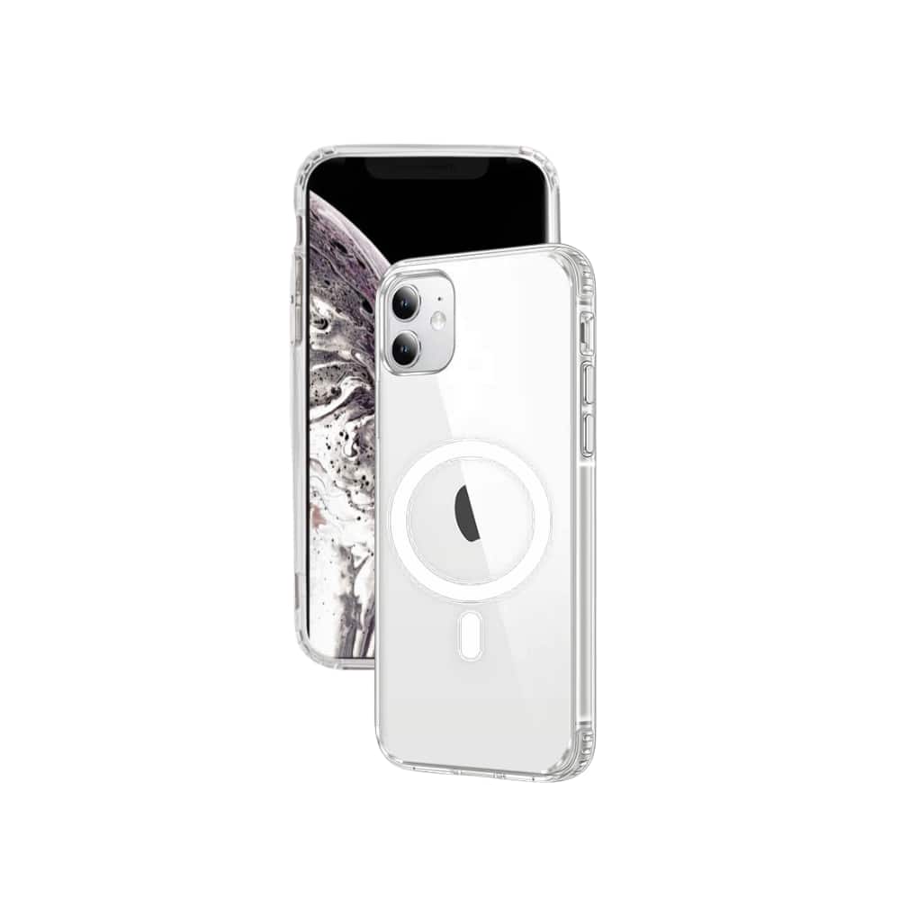 Qixxronics - Magnetic Case for iPhone 12 Mini / 13 Mini Cellphone Magnetic Cover Shockproof Slim Phone Case - Clear