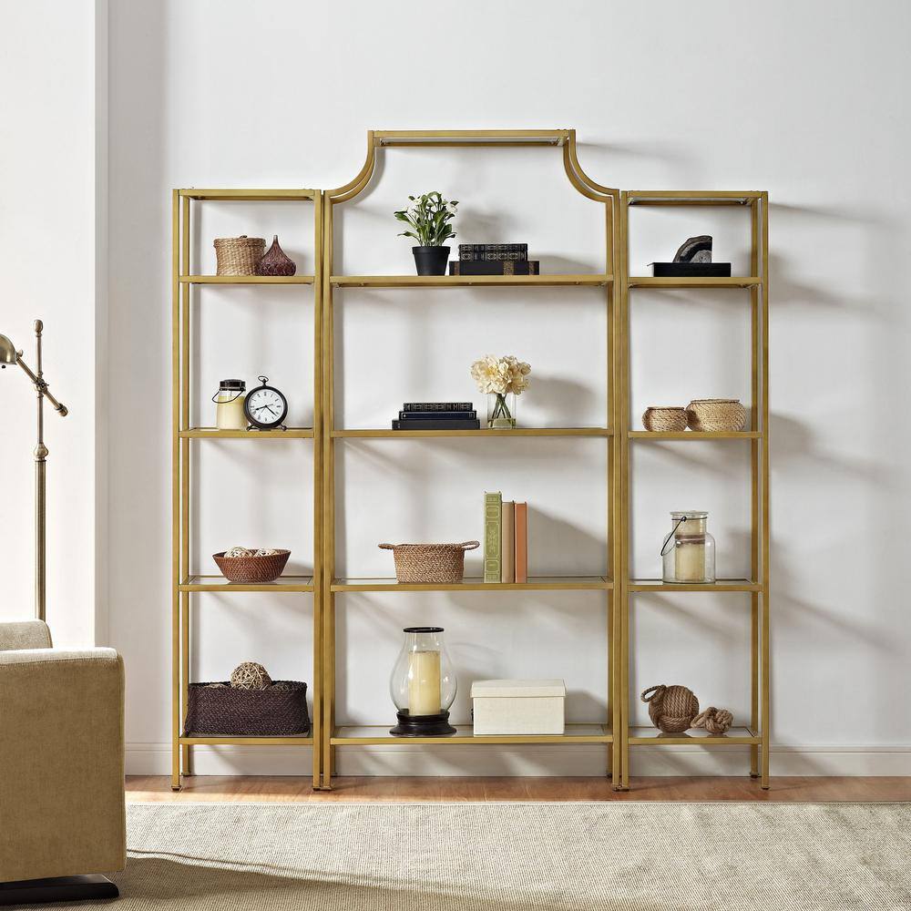Alt View 4. Crosley Furniture - Aimee 3-Piece Etagere Bookcase Set - Large Etagere & 2 Narrow Etageres - Soft Gold.