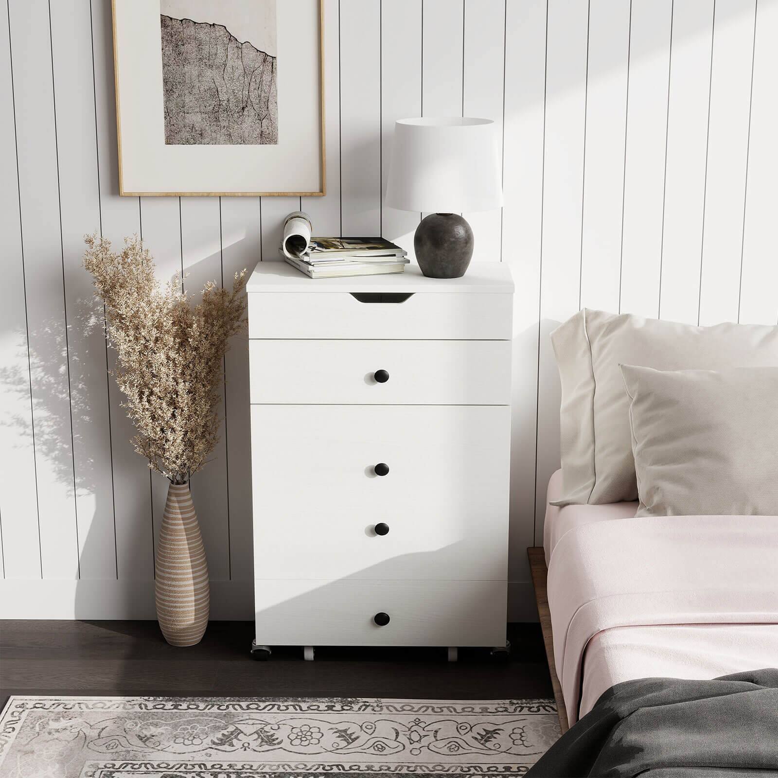 Alt View 3. Costway - Costway 3-in-1 Small Vanity Desk Set with Flip-top Mirror, Lights, Drawers, Storage Stool - White.