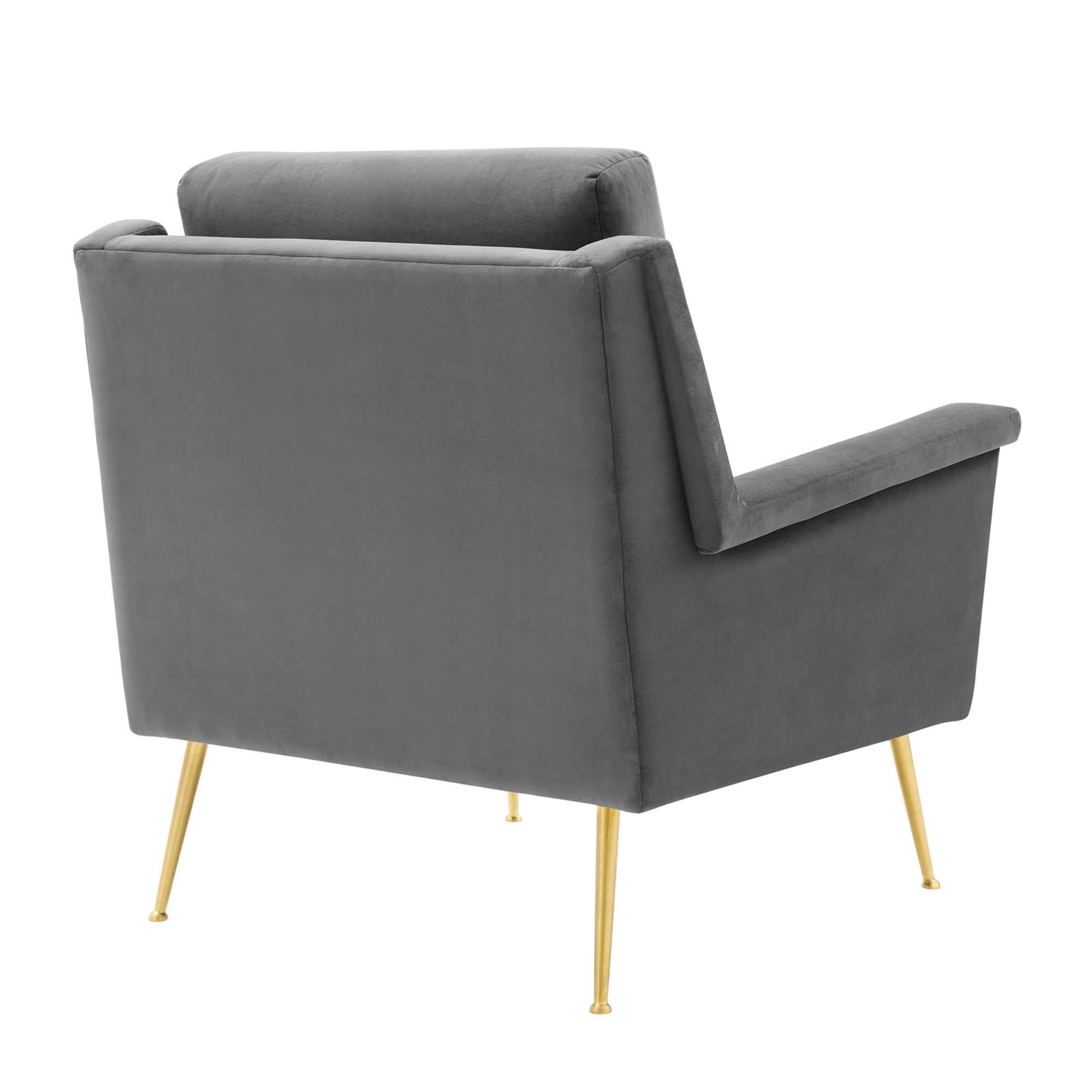 Alt View 2. Modway - Chesapeake Performance Velvet Armchair by Modway - Gold Gray.