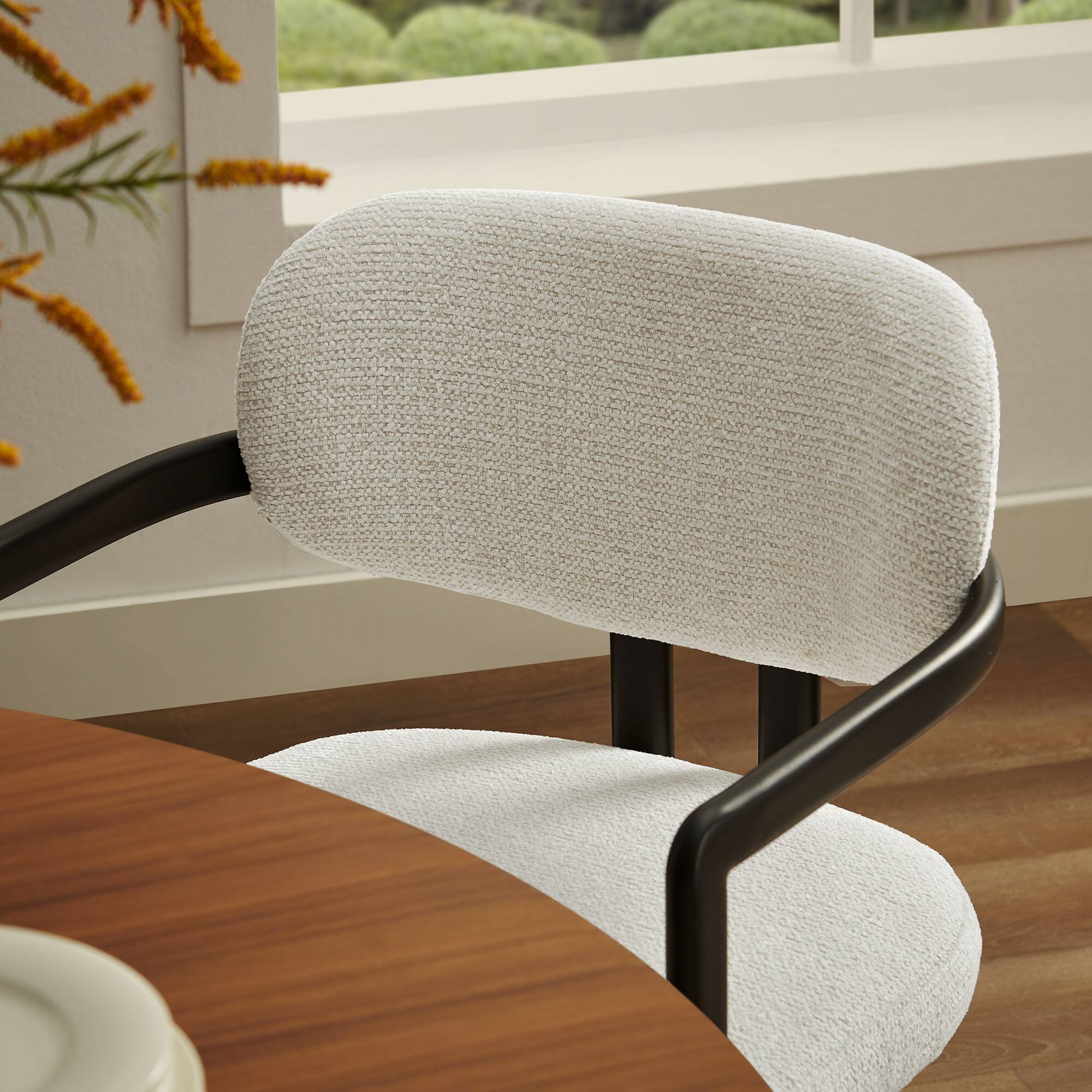 Alt View 6. Modway - Elio Barrel Fabric and Metal Dining Chair by Modway - White.