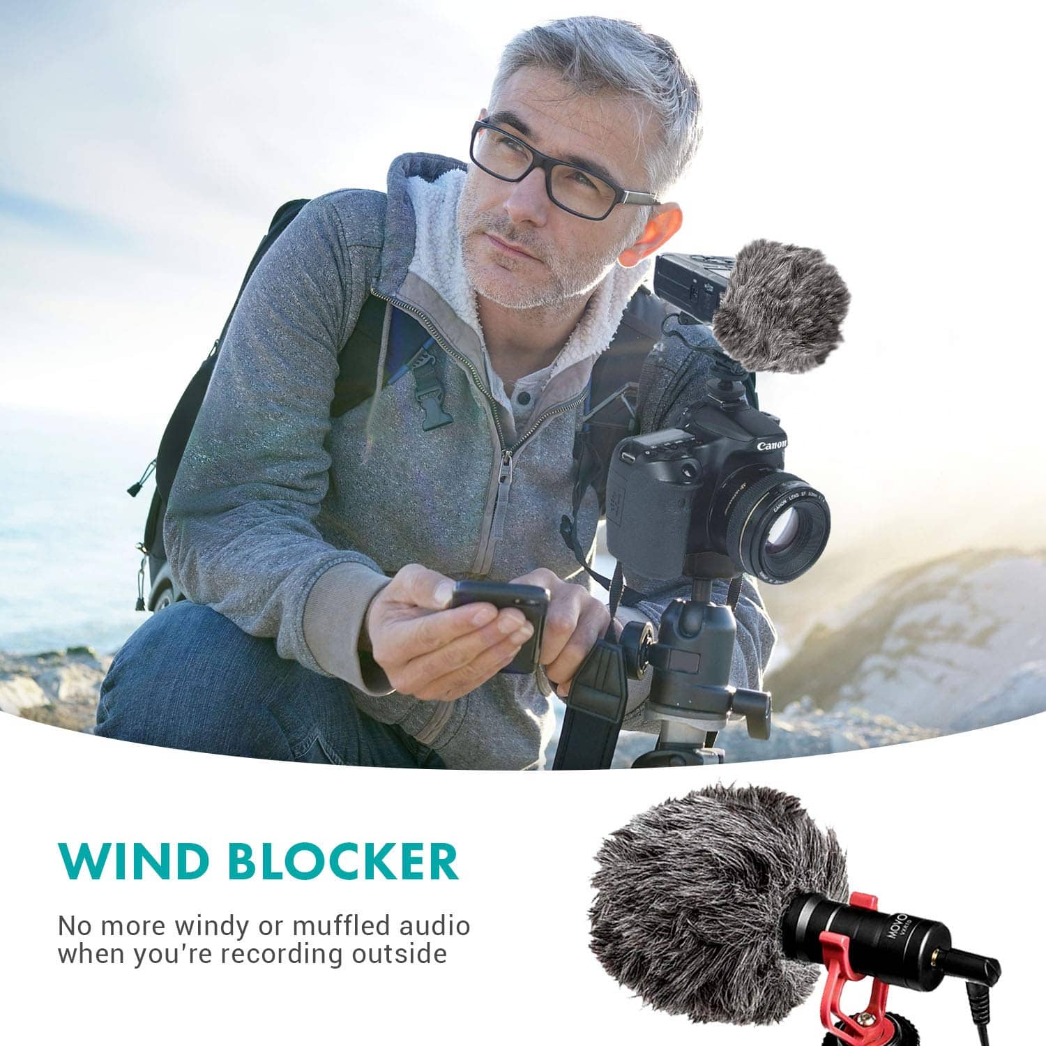 MOVO WS G9 Furry Outdoor Microphone Windscreen Muff for Portable