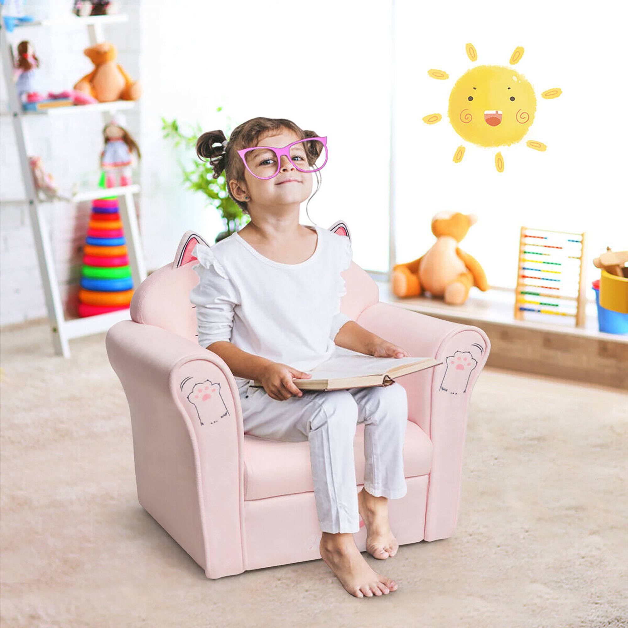 Alt View 3. Costway - Costway Kids Cat Sofa Children Armrest Couch Toddler Furniture Gift - Pink.