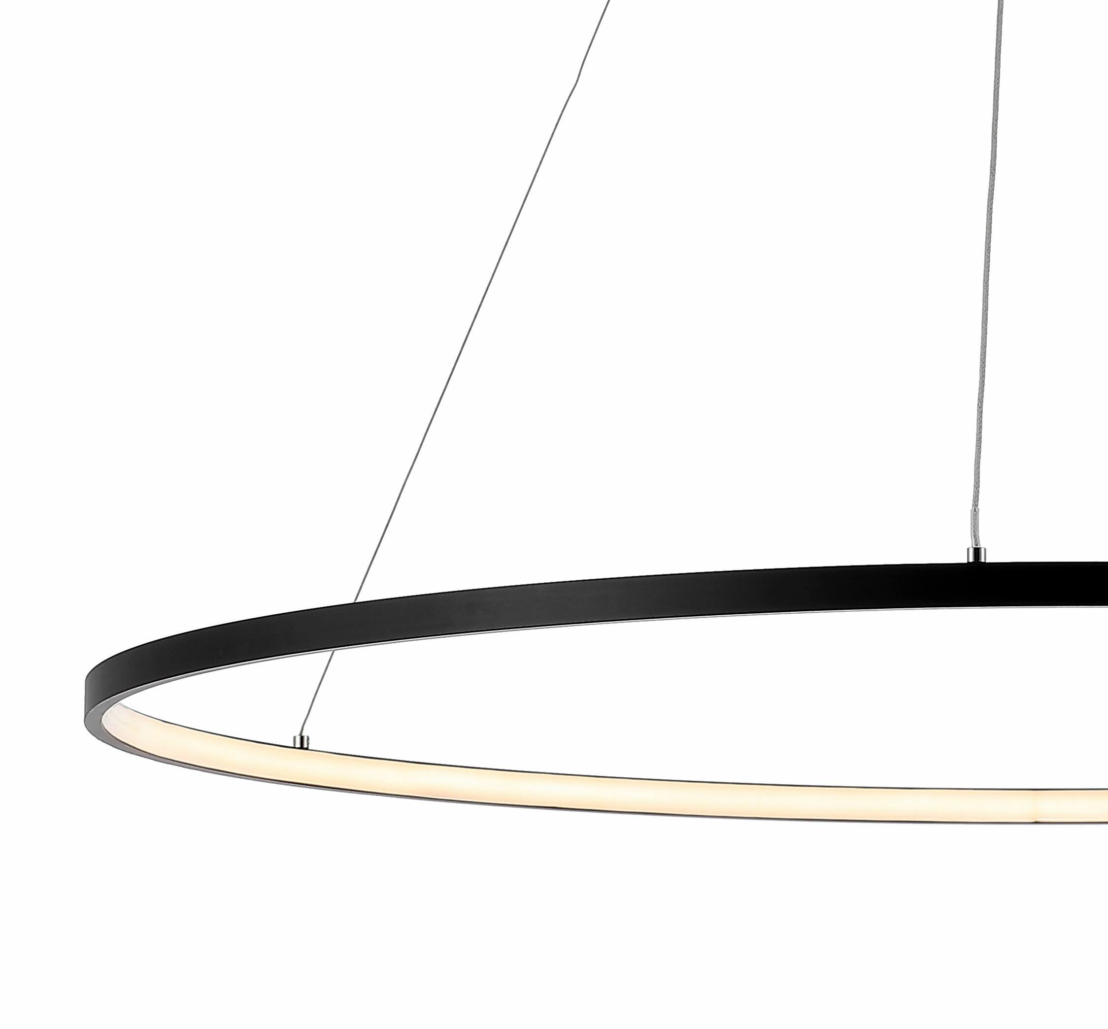 Alt View 4. Jonathan Y - Brice 35" Modern Contemporary Metal Round Integrated LED Pendant, Matte Black - Matte Black.