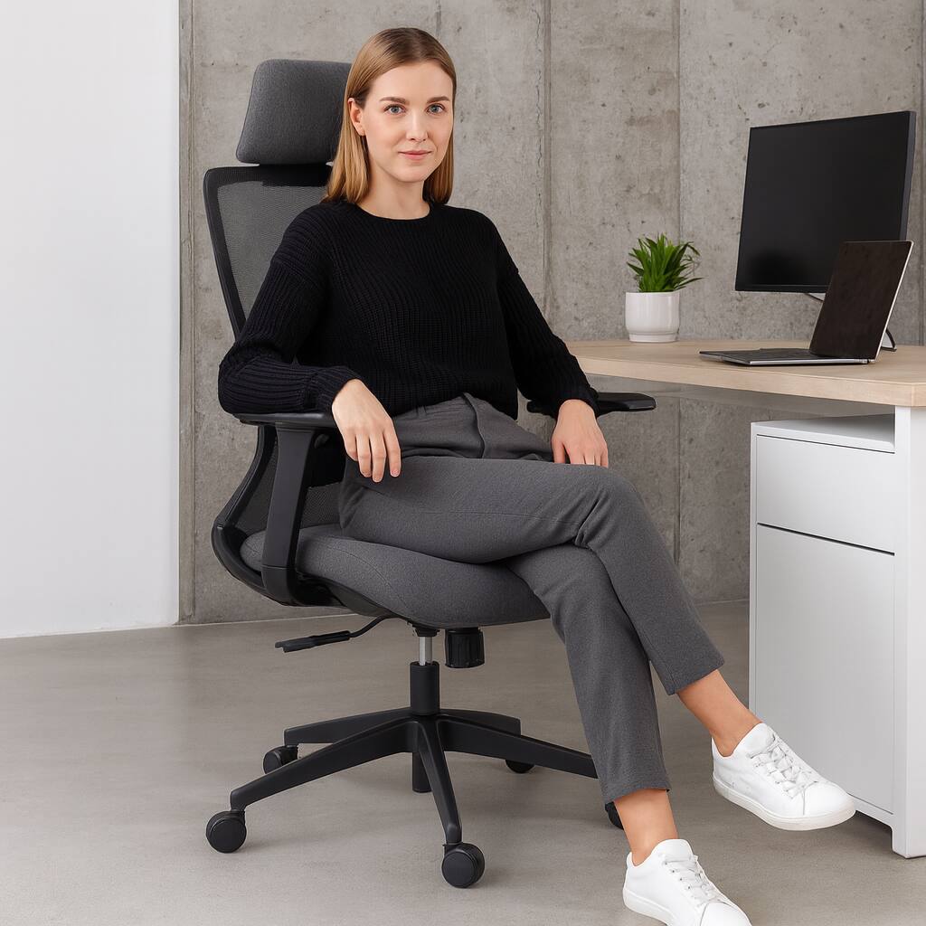 Back. Spaco - Spaco Ergonomic High Back Mesh Executive Office Chair, for Home Office - Black.