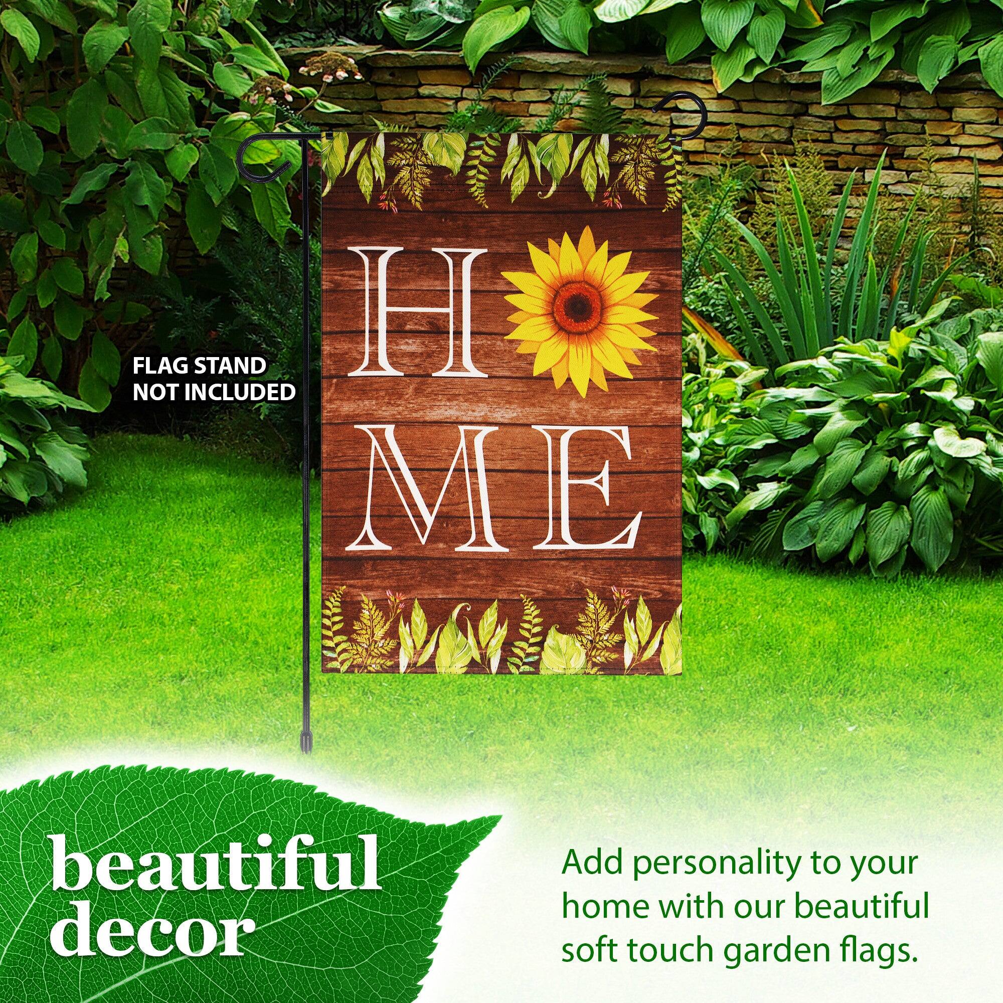 FLAG STAND NOT INCLUDED  
beautiful decor  

Add personality to your home with our beautiful soft touch garden flags.