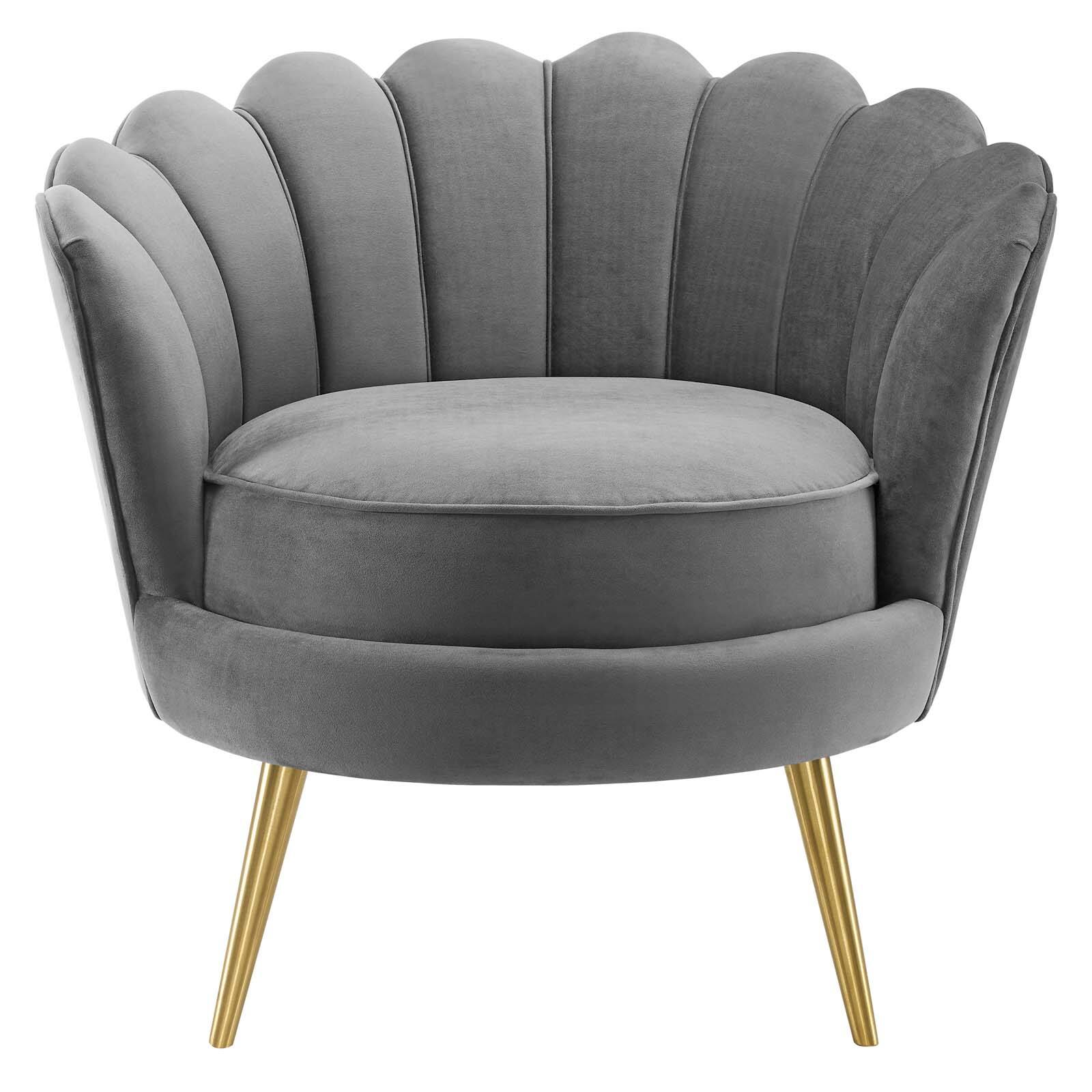 Alt View 2. Modway - Admire Scalloped Edge Performance Velvet Accent Armchair by Modway - Gray.
