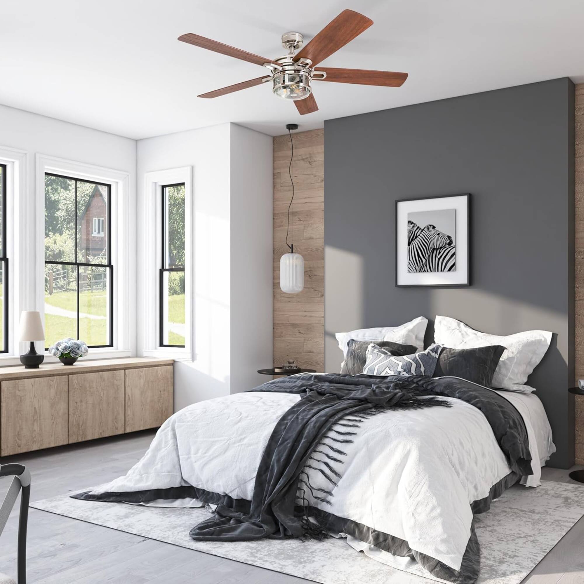 Alt View 5. Honeywell - Honeywell Bonterra 52 Inch Ceiling Fan with LED Light & Remote, Brushed Nickel - Brushed Nickel.