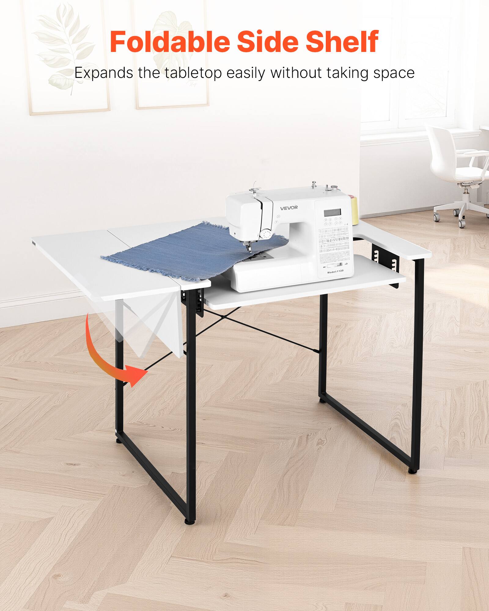 Foldable Side Shelf  
Expands the tabletop easily without taking space