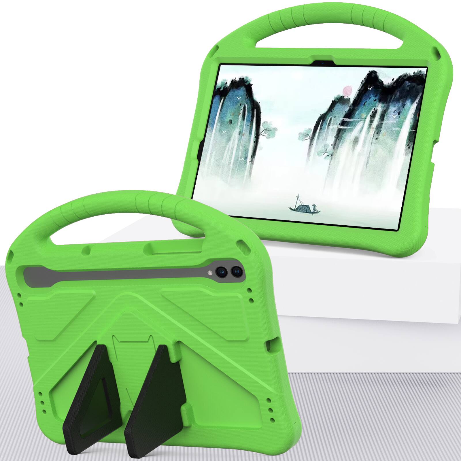 Alt View 2. Dteck - For Samsung Galaxy Tab S10 FE/S9 FE/S9/S8/S7 11-inch Lightweight EVA Shockproof Handle Stand Kids Case Cover - Green.
